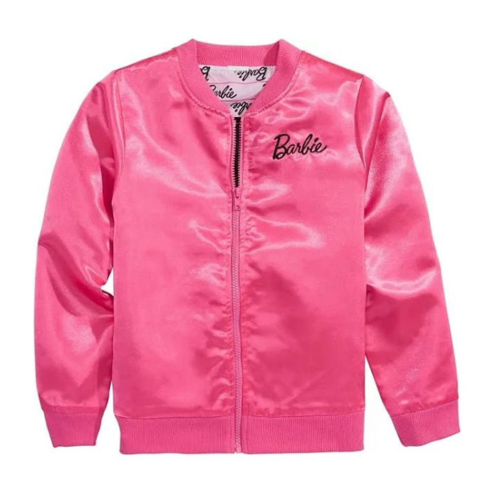 Barbie-Big-Girls-Pink-Satin-Bomber-Jacket