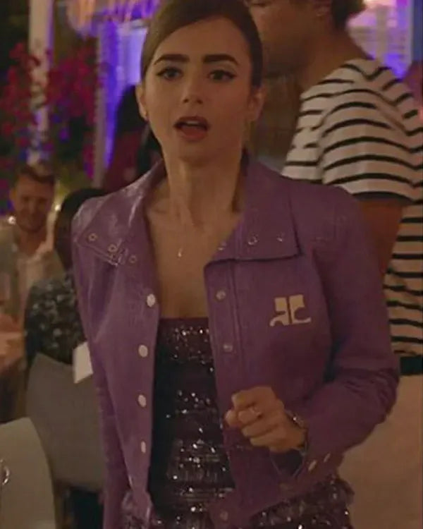 Emily Cooper S02 purple leather jacket