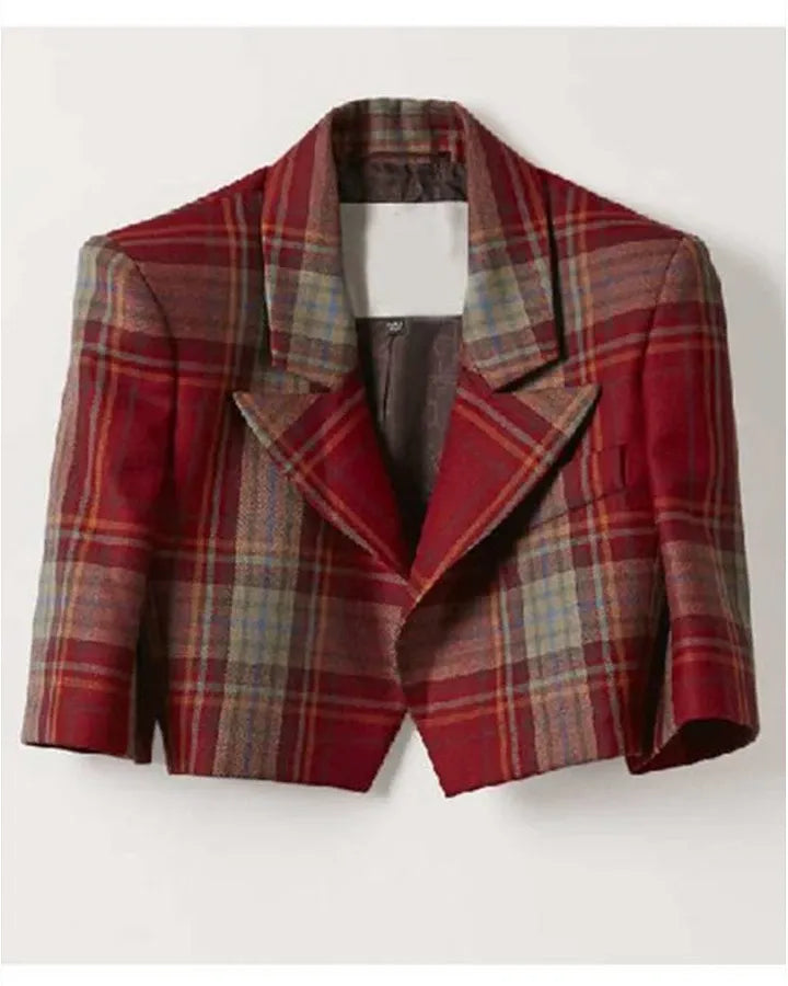 Emily Cooper red plaid jacket