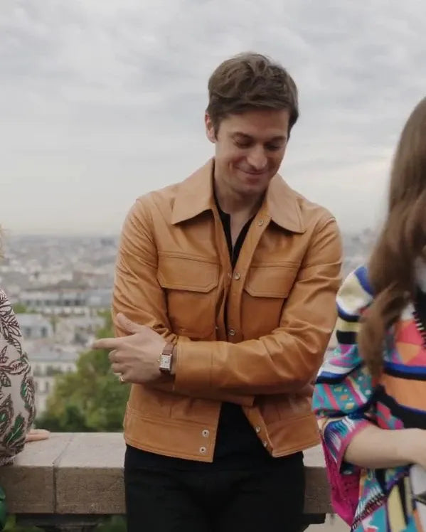 Emily in Paris Gabriel leather jacket