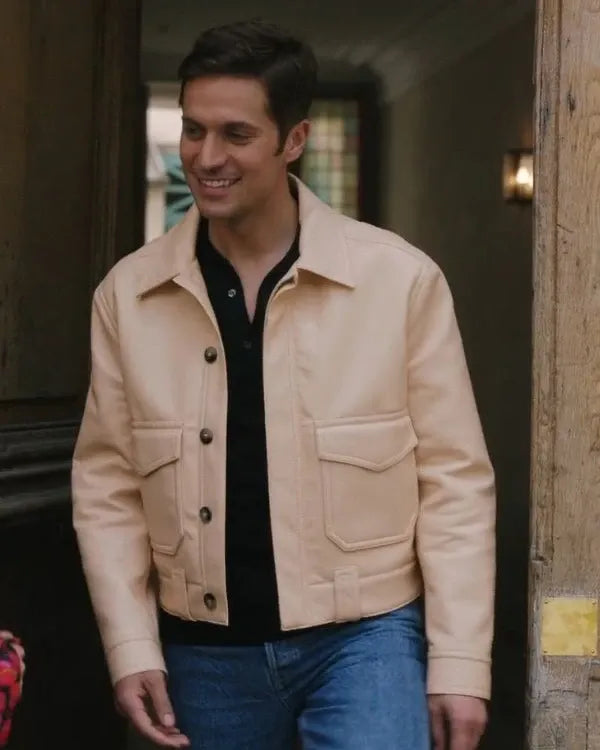 Emily in Paris Gabriel leather jacket