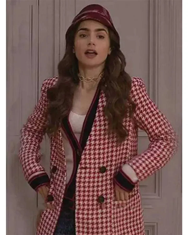 Emily in Paris Lily houndstooth coat