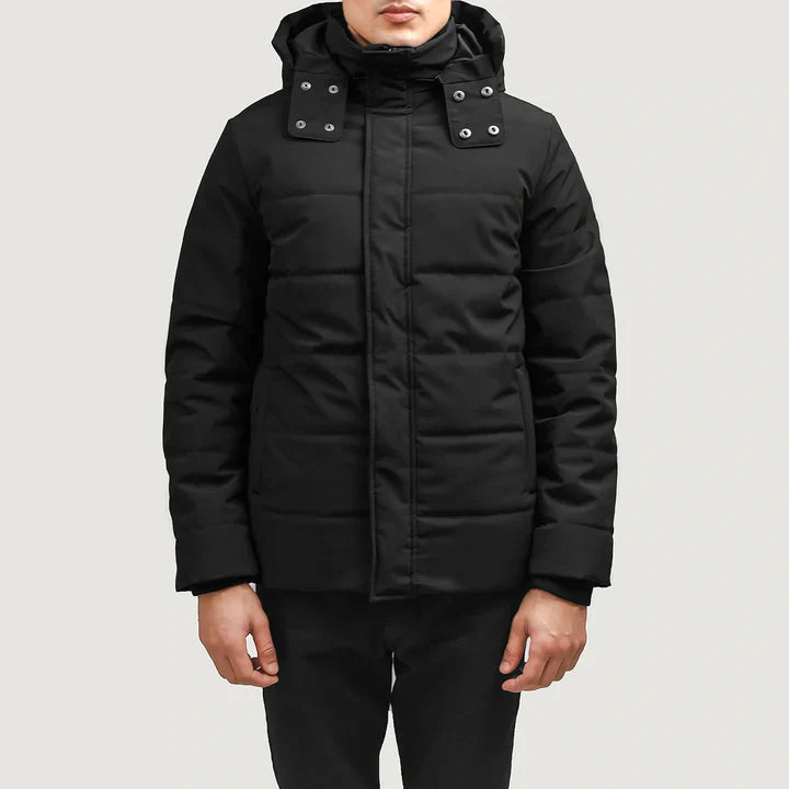 Ethan Black Hooded Down Puffer Jacket