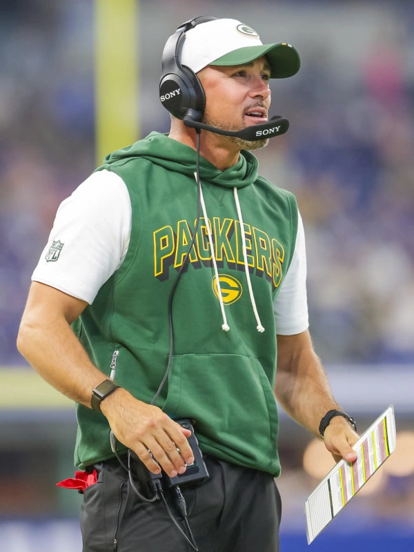Matt-LaFleur-Green-Bay-Packers-Sideline-Sleeveless-Hoodie
