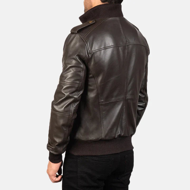 Dan Brown Leather Bomber Jacket