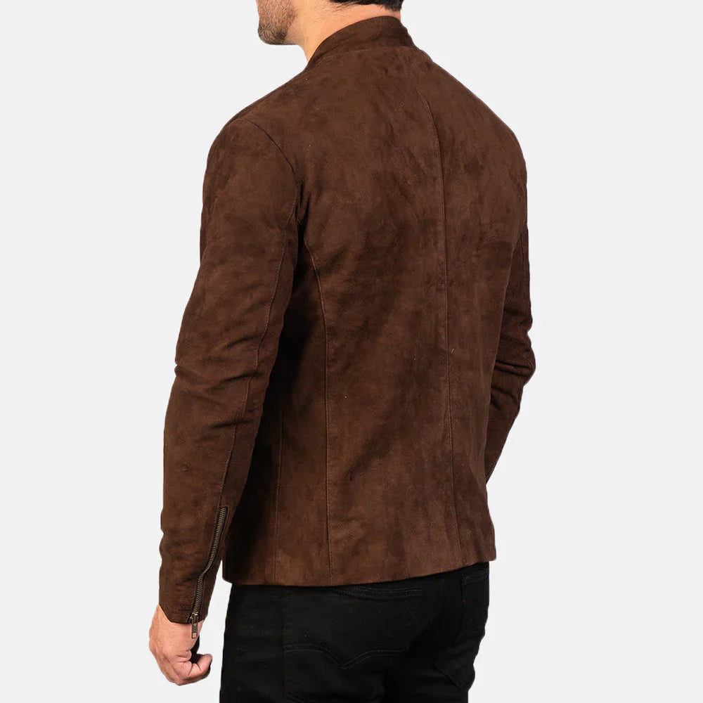 Men Mocha Suede Biker Jacket