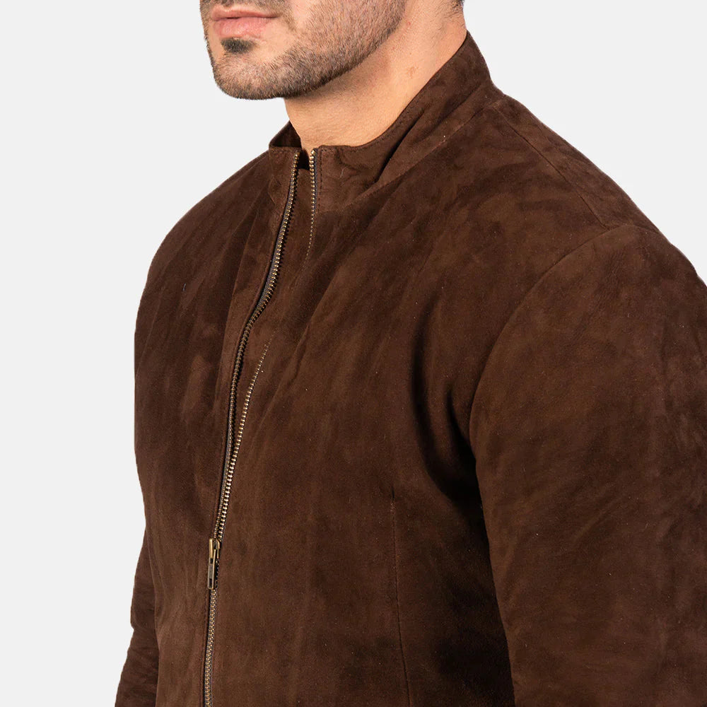 Men Mocha Suede Biker Jacket