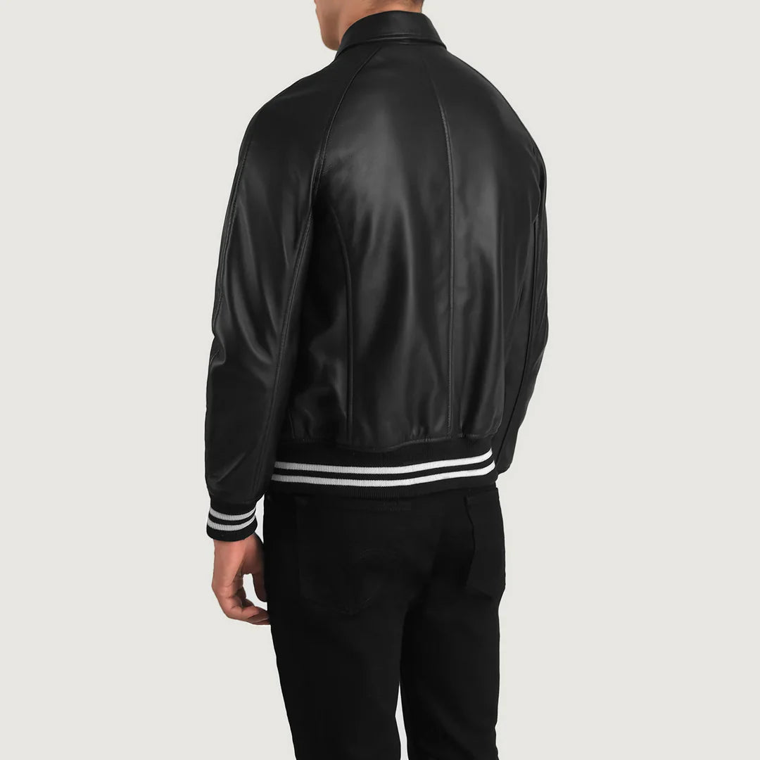 Men_s_Walton_Black_Leather_Varsity_Jacket_Tilted_Back