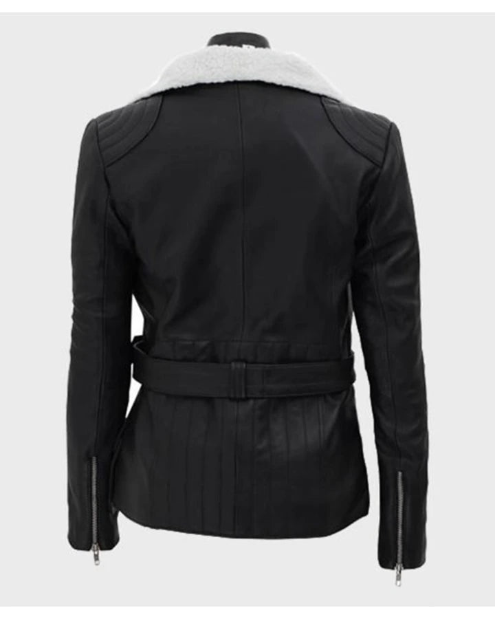 Natalie-Shearling-Leather-Black-Belted-Biker-Jacket-Back