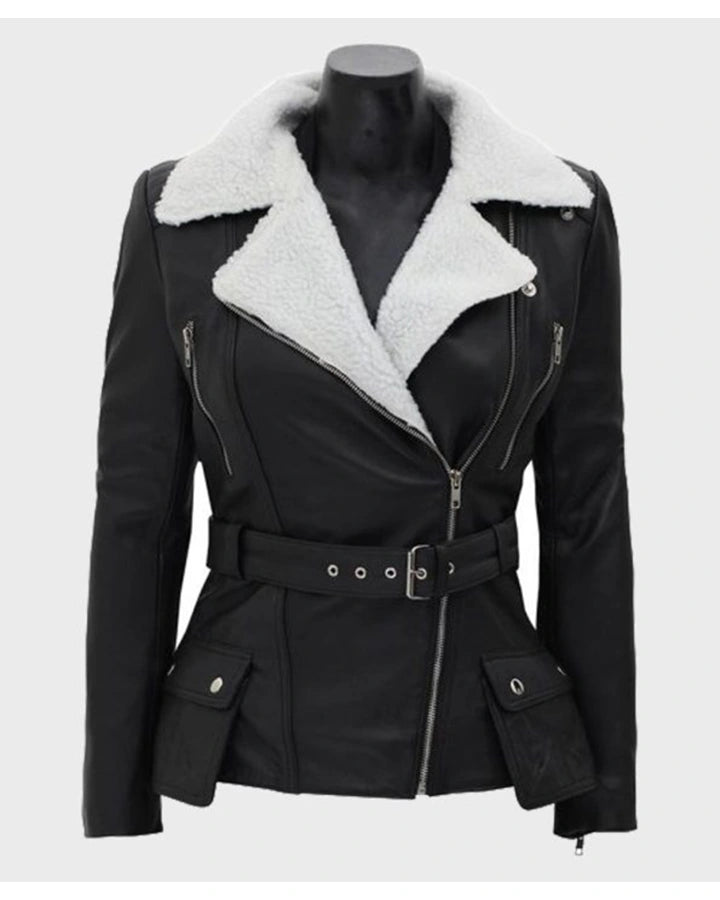 Natalie-Shearling-Leather-Black-Belted-Biker-Jacket