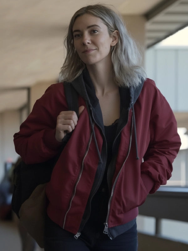Night Always Comes 2025 Vanessa Kirby Red Bomber Jacket