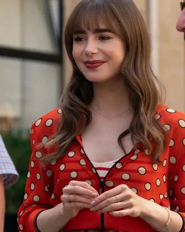 Red dotted cropped jacket S03
