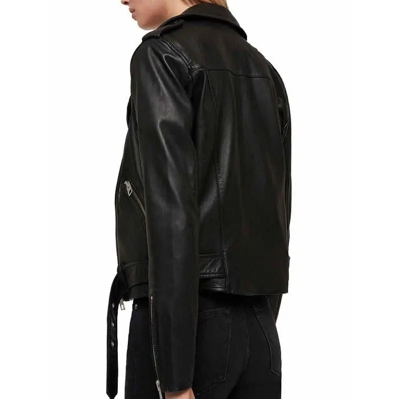 Womens Black Motorcycle Leather Jacket