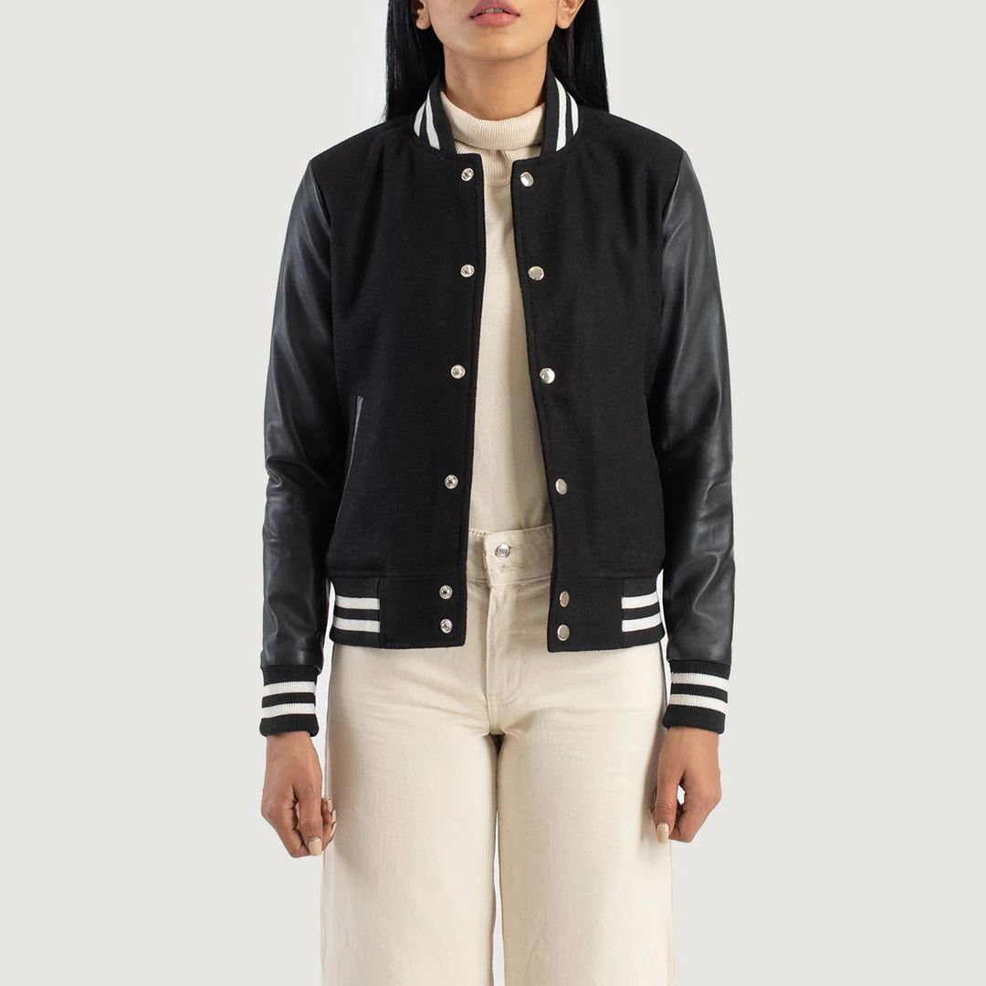 Women_Black_Hybrid_Varsity_Jacket