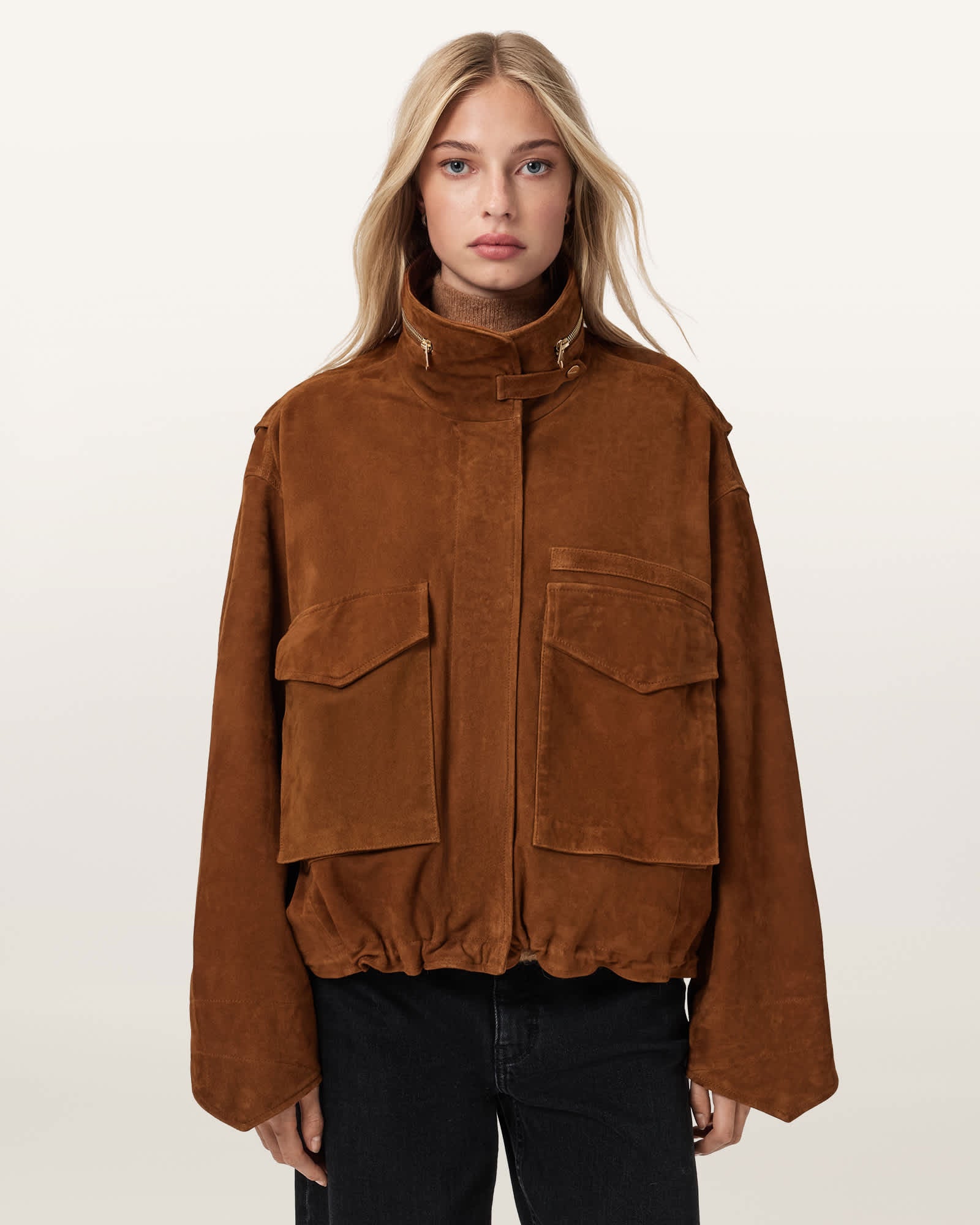 Women_Brown_Suede_Bomber_Jacket