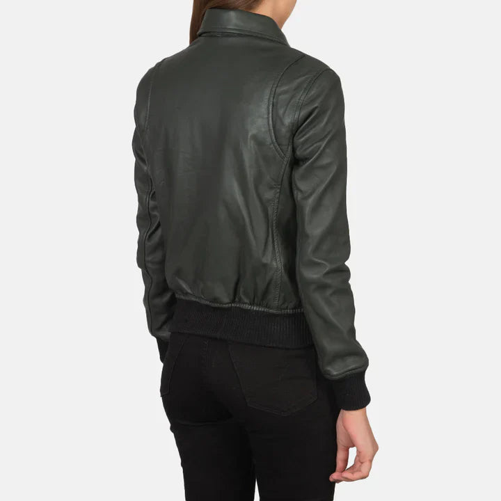 Aero A-2 Green Leather Bomber Jacket