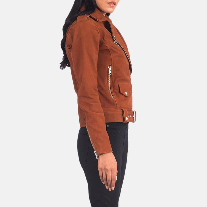Harper Brown Suede Biker Jacket