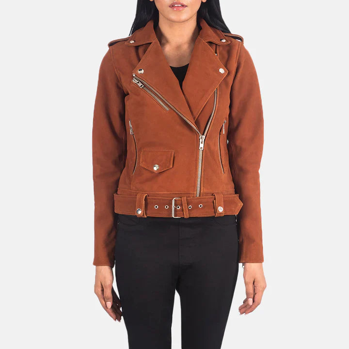 Harper Brown Suede Biker Jacket
