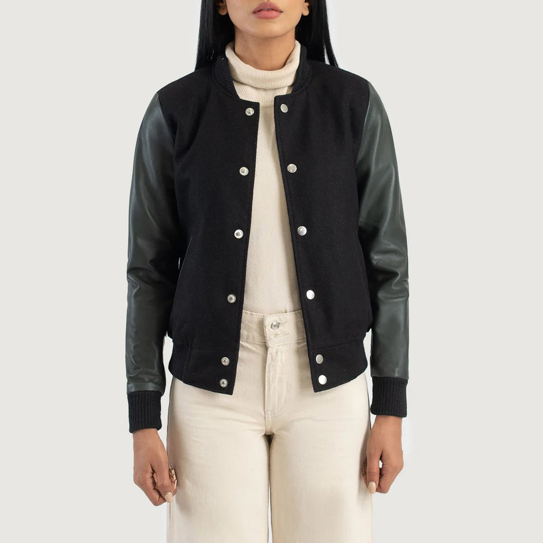 Women_s_Savant_Green_Hybrid_Varsity_Jacket
