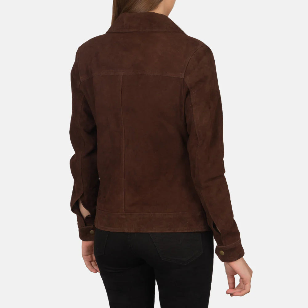 Women Mocha Suede Trucker Jacket