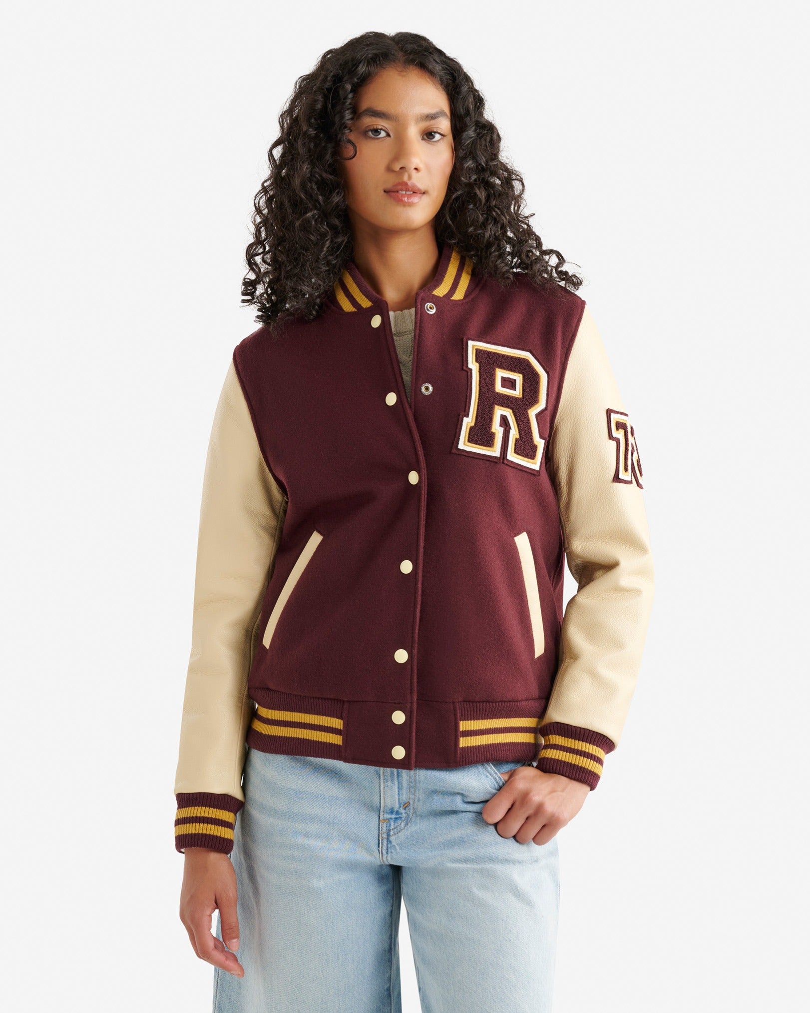 Womens Maroon Varsity Jacket