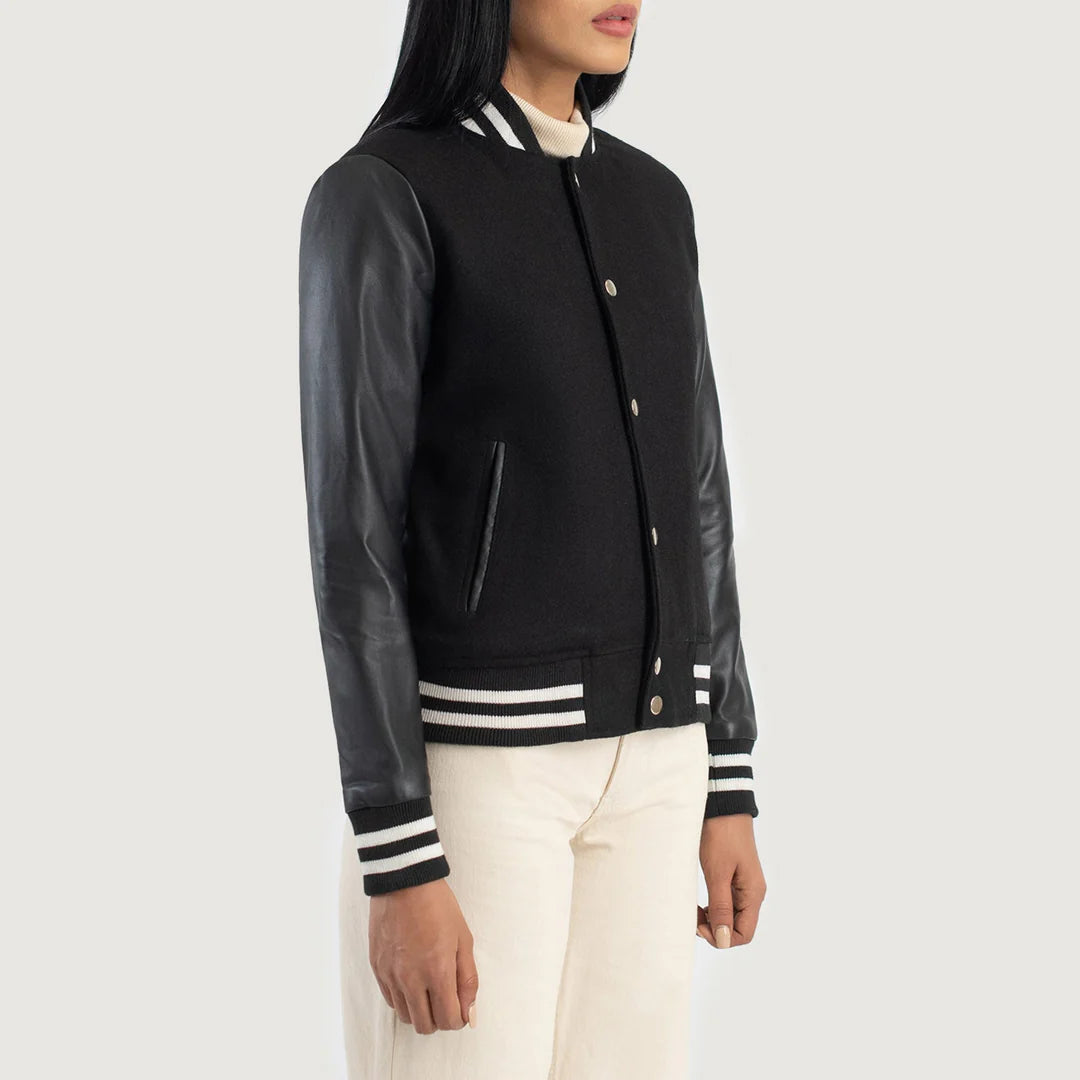 Women_Black_Hybrid_Varsity_Jacket