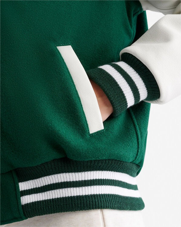 Womens Green Varsity Jacket  Pocket
