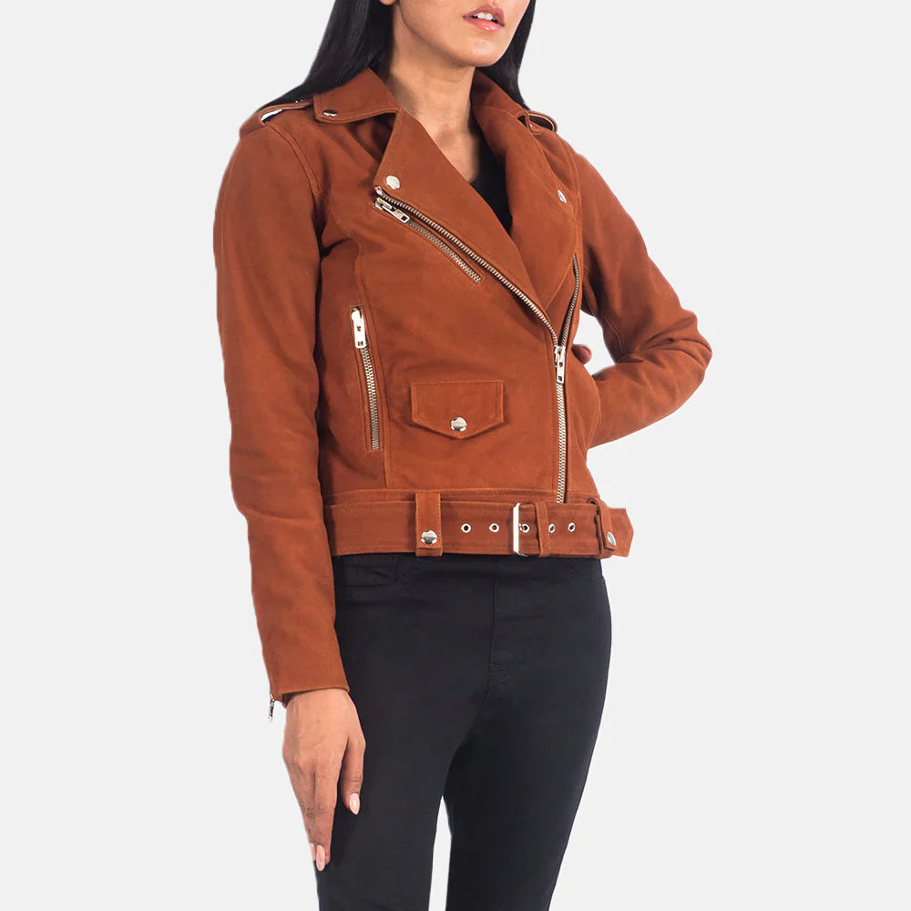 Harper Brown Suede Biker Jacket