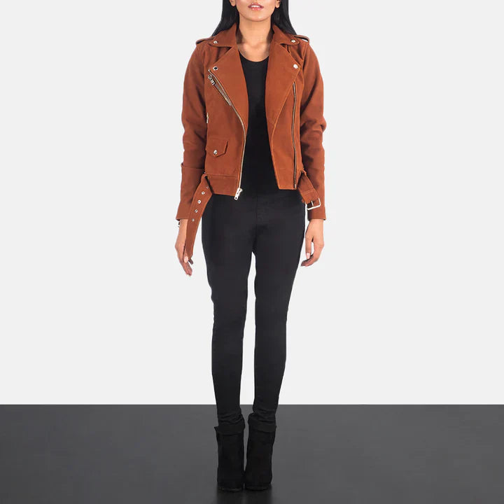 Harper Brown Suede Biker Jacket